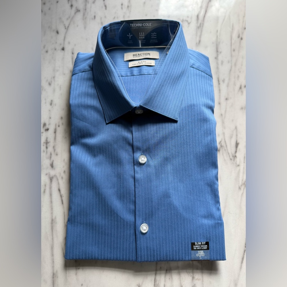 Kenneth Cole Reaction Slim Fit Light Blue Dress Shirt